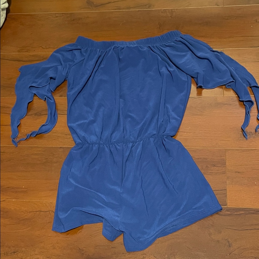 Blue Off-Shoulder Kids Dress